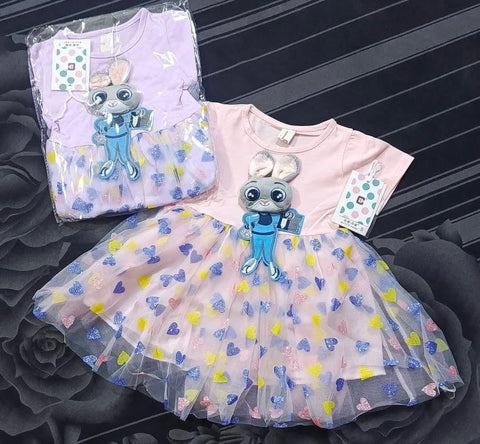 Cute Bunny Pink Baby Frock