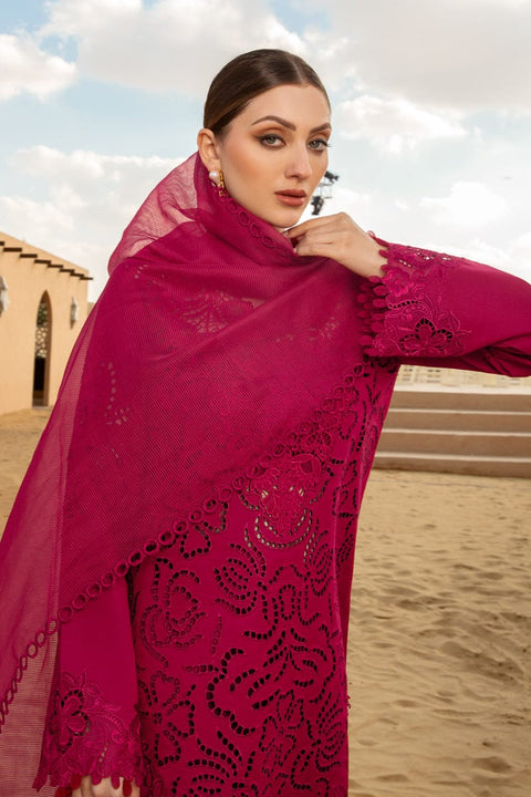 RANG RASIYA-CHIKAN KARI 3PC EMBROIDERED LAWN SHIRT WITH ORGANZA EMBROIDERED DUPATTA AND TROUSER -BIC-2885