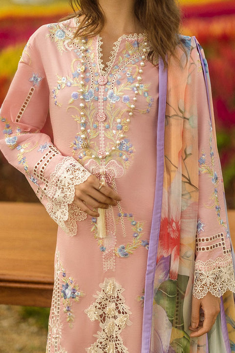 MUSHQ-3PC LAWN EMBROIDERED SHIRT WITH CHIFFON PRINT DUPATTA & TROUSER-BIC-3725