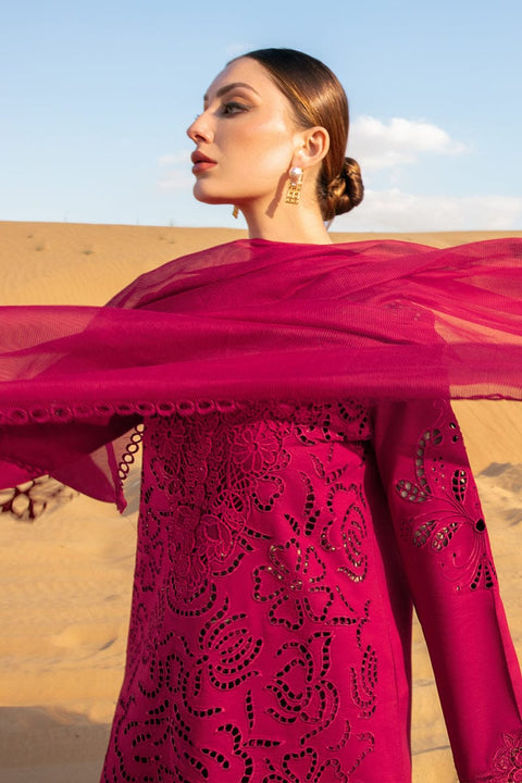RANG RASIYA-CHIKAN KARI 3PC EMBROIDERED LAWN SHIRT WITH ORGANZA EMBROIDERED DUPATTA AND TROUSER -BIC-2885