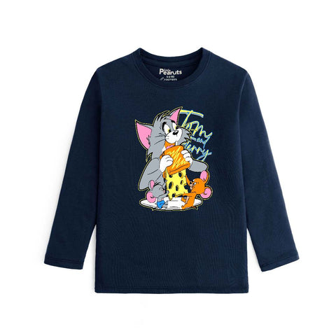 COTTON - TOM & JERRY FIGHTING ON CHEESE FULL SLEEVES